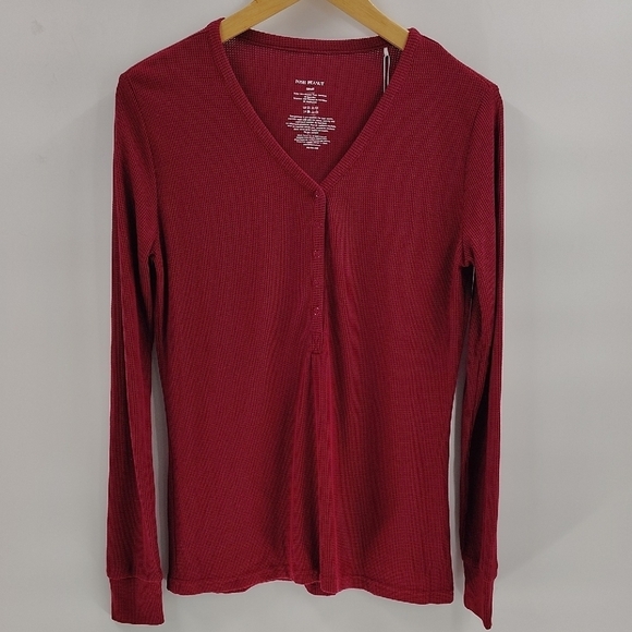 Posh Peanut Tops - Posh Peanut burgundy maroon Henley Top Size Small Thermal Long Sleeve